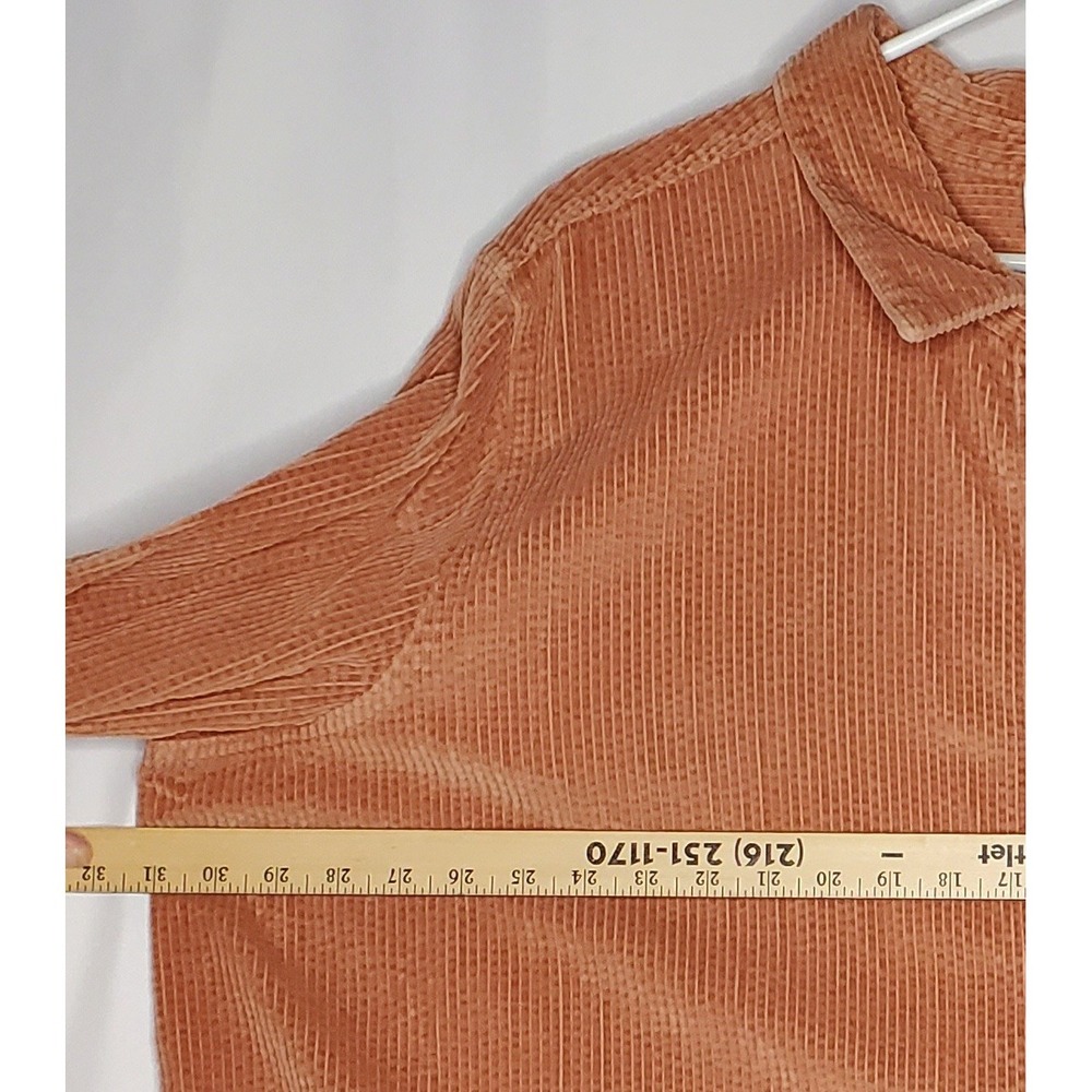 Mainstreet Blues Corduroy Button Shirt Womens 3X Orange Long Sleeve Shacket - Picture 5 of 8